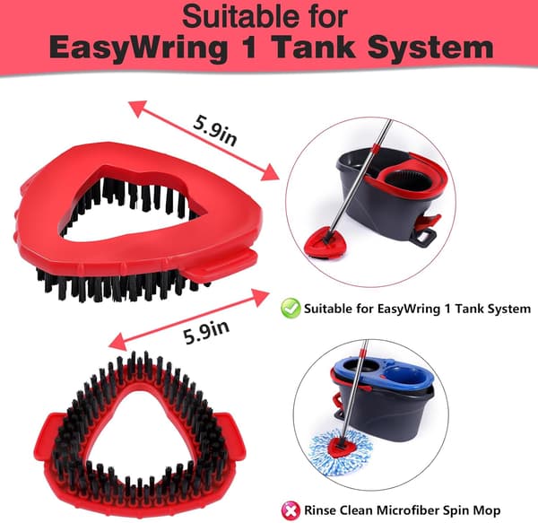 Mopperstatning 2-pakning og 1 skrubbebørste-kombinasjon for Ocedar Easywring 1-tank system mikrofiber roterende mopp erstatningshode maskin