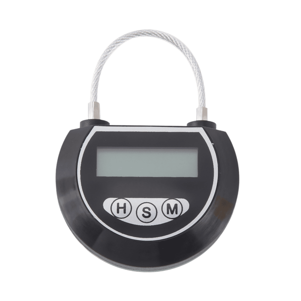 Elektronisk tidslås med display og knapper, maks. 999 timers timer, ABS-metalsikkerhedsbeholder