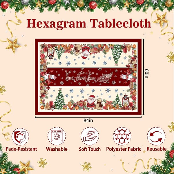 wxsp Christmas Tablecloth Rectangular 152 x 213 cm, Christmas Tablecloth, Snowman Tablecloth Winter Christmas Santa Claus Tablecloths for Kitchen Dining Table Decor