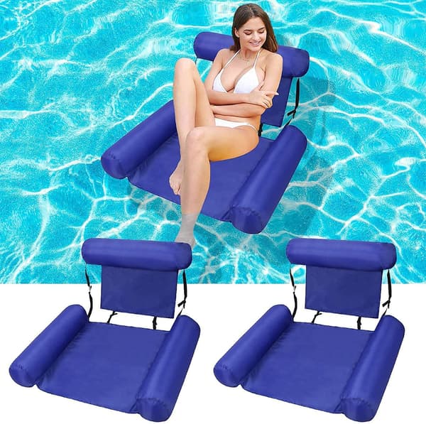 Uppblåsbar Pool Hängmatta 2-pack Blå Flytande Solstol Luftmadrass För Vuxna Simning