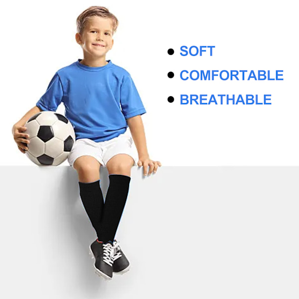 2 par fotballsokker, fotballsokker, skinnbeskyttere, sokker, lagsokker, sokker, passformsokker, svart, for barns fotballkamper