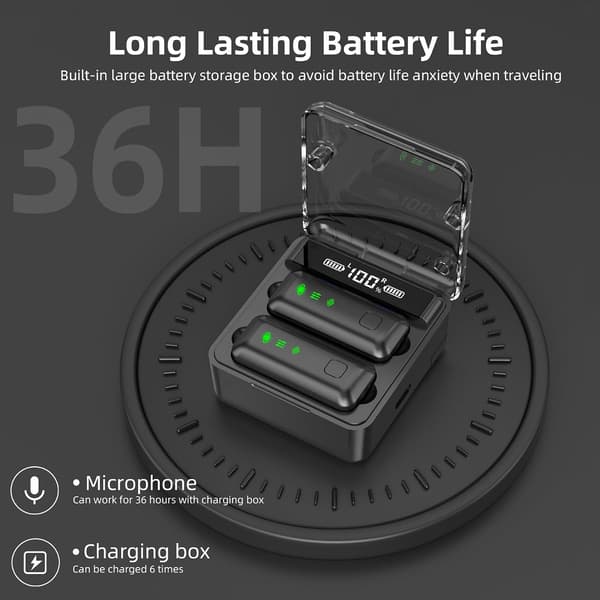 Trådløs Lavalier Mikrofon 2TX+2RX til iPhone Android Støjreducerende HiFi Audio Mini Revers Mikrofon til Videooptagelse Livestream Interview Vlogs