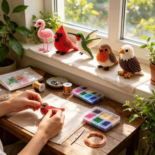 3D Perle Dyrehåndværkssæt til voksne, Håndlavet Perlekunstsæt med Trin-for-trin Instruktioner og Mini Dyredesigns 2