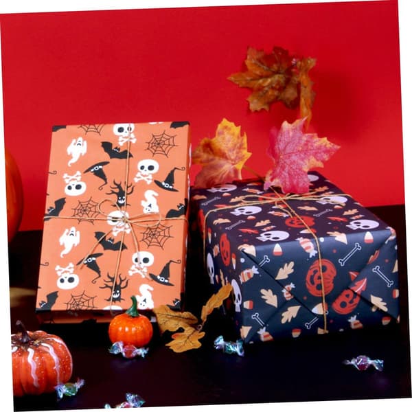 Halloween Presentpapper 10 Ark 50x70cm Läskiga Mönster DIY Partydekorationer
