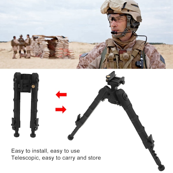Aluminiumslegering Skyde Bipod Teleskopisk Hurtigmonterings Bipod til Udendørs Jagt Skydning Sort
