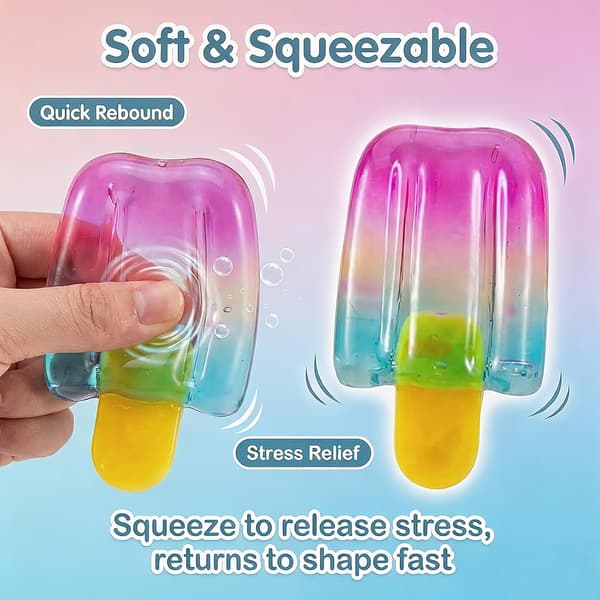 Nee Doh Ice Cream Squeeze Squishy, sommarfestfavoriter för barn och vuxna, mjuk sensorisk fidgetleksak