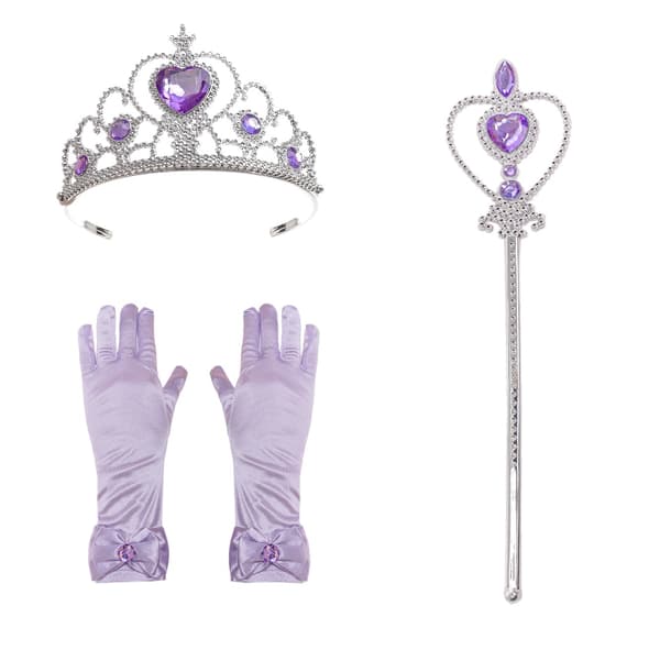 Prinsessekostume til piger sort lilla fest fødselsdagskjole Crown Scepter 100cm (4 years)