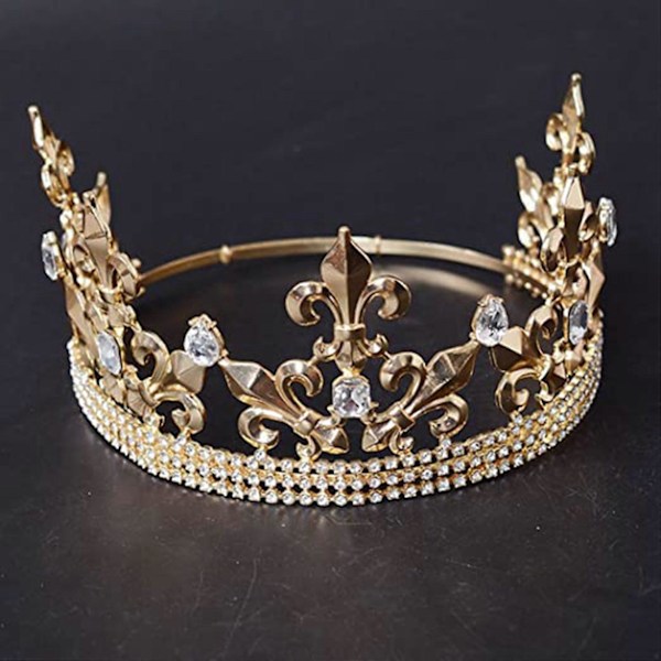 Gylden Kongekrone til Mænd Justerbar Imperial Medieval Fødselsdagskrone Prom Konger