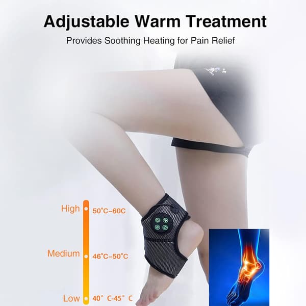 Elektrisk ankelmassager, varmende vibrationsfodankelmassager, kompressionsterapi, ledstrækmassage til genopretning af ledskader, smerter og
