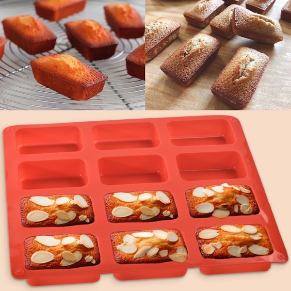 Mini silikone brødform, non-stick mini brødform, 12 hullers silikone brød bageform til mini brødstykker, 3 pakke