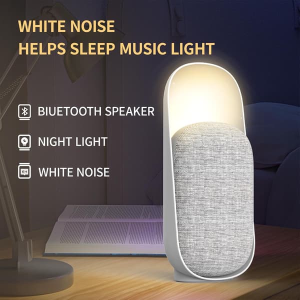 Bluetooth Højttaler Natlampe 3 i 1 Dæmpbar LED Sengelampe USB Genopladelig til Soveværelse Stue Sort