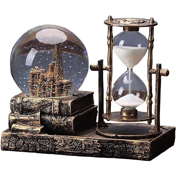 LED Musik Krystal Sne Globe med Timeglas Timer Boligindretning