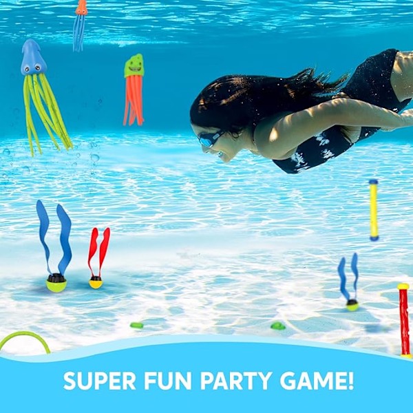 30 st Dykleksaker för Pool för Barn Set med Förvaringsväska Poolspel Sommar Simning Vatten Fiskleksaker