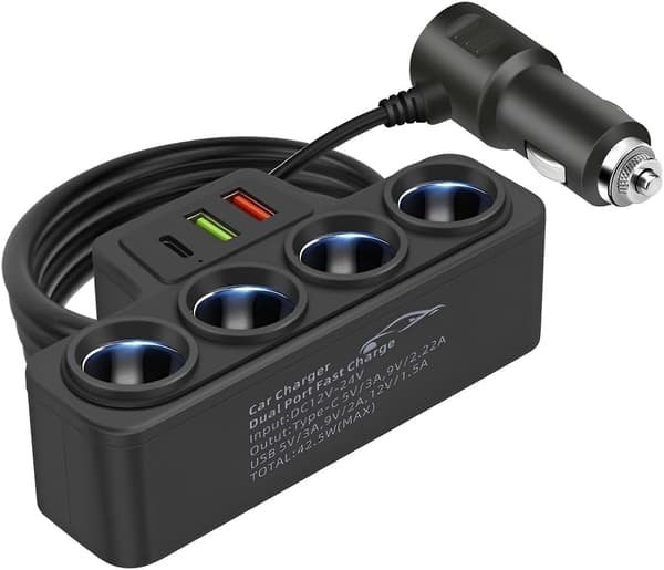 Rask USB Billader Adapter Mobiltelefon Ladeadapter Kjøretøy Billader Multi Socket Sigarettenner Adapter Universelt Biltilbehør