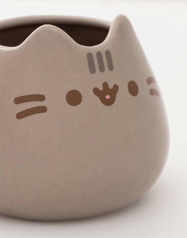 Pusheen Dam Mugg och Strumpa Present Set Brun 3D Ansikte - One Size