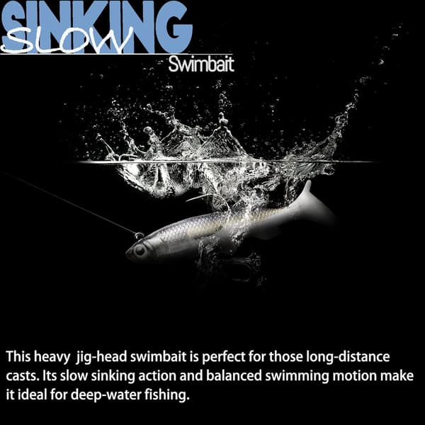 20 stk myke fiskesluker, shad minnow swimbaits, ferdigriggede jighoder, paddle tail swimbaits for abbor, ørret, gjedde, crappie