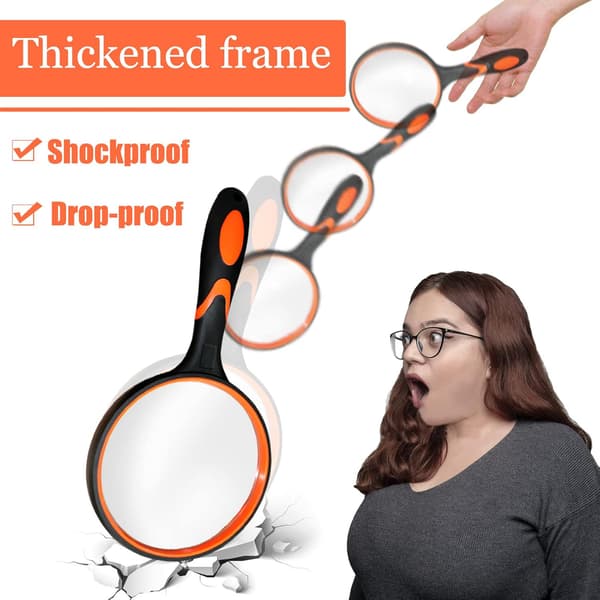 Bærbar 10x forstørrelsesglass med sklisikkert grep