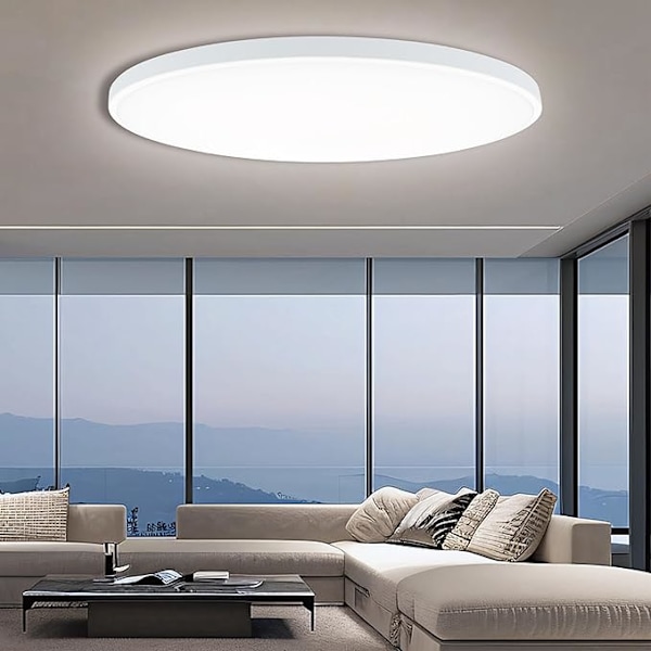 LED Loftlampe Ø30cm - 24W, 4000K, 2700lm, IP44 - Til Soveværelse, Badeværelse, Stue, Køkken - Hvid