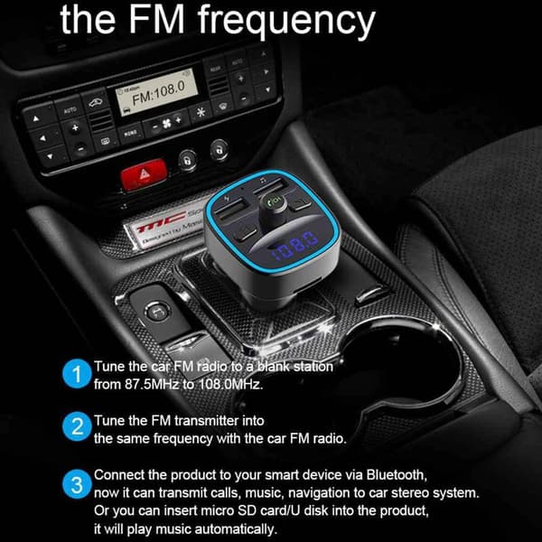 T25 Auto FM-sender Bluetooth MP3-afspiller Biloplader Smart Navigation 12-24V Til bilstereo musikstreaming
