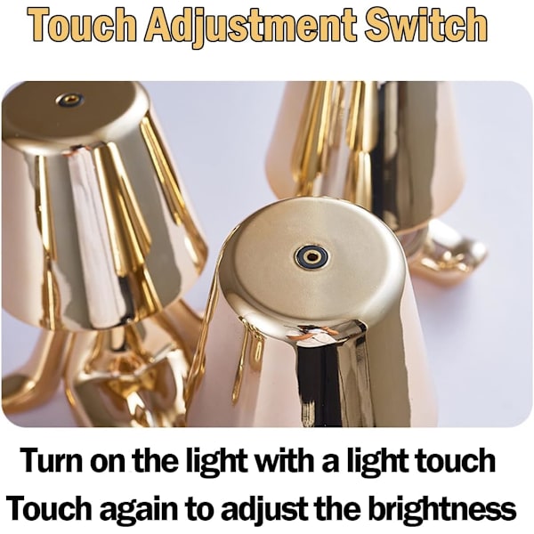 Nattbord Touch Control Bordlampe, Thinker Gullmann Statue LED Bordlampe, USB