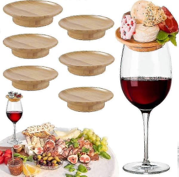 Set med 6 dekorationer för vinglas, charkbricka, bambuplatta, aperitif, delar 0619 (LGL)