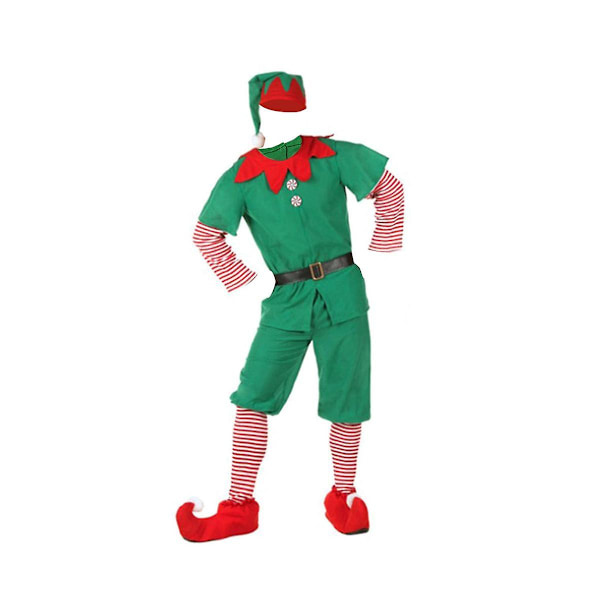 Jultomte Kostym för Vuxna Barn Familj Juldräkter Outfit Dräkt Santa Elf Kostym Rolig Cosplay Fest 140cm([HK])