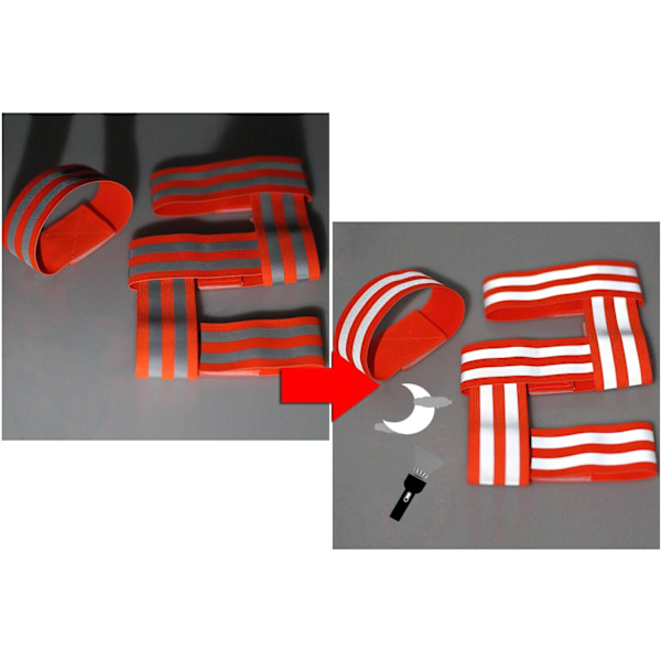[6X Elastiska Reflexband för Handleder, Säkerhetsreflexband för Promenader