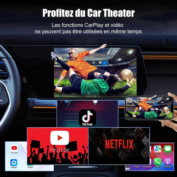 Trådløs CarPlay Trådløs CarPlay Videoadapter Indbygget Netflix YouTube TikTok til iPhone Trådløs CarPlay Konverterer Kablet til Trådløs