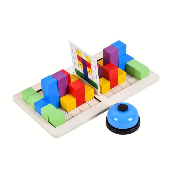 Trä Dubbel Strid Byggklossar, Koncentrations- och Logikträningsbräde Interaktiv Leksak Two players battle blocks