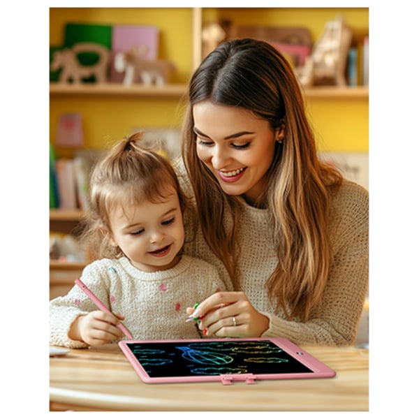 TEKFUN 10 tuuman LCD-piirustustabletti, sotkuton piirustusalusta lapsille 3-8-vuotiaille, pinkki
