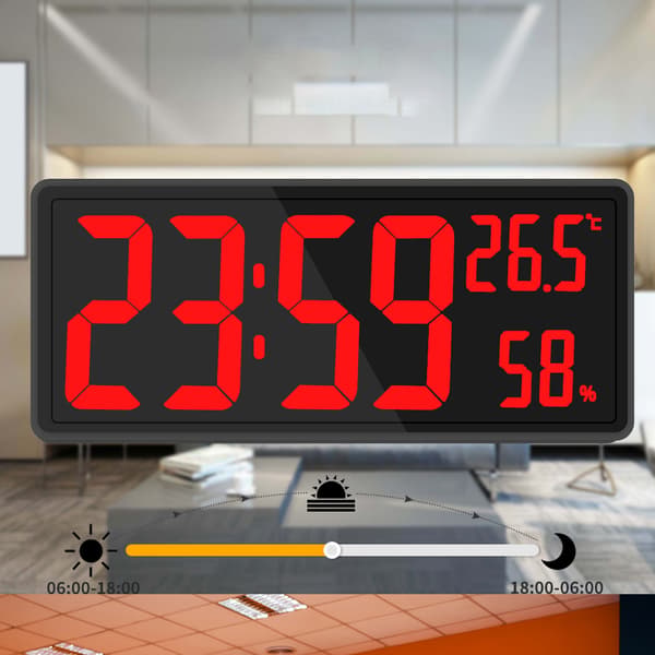 Stor digital veggklokke med digitalt display