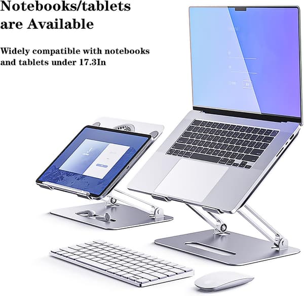 Kompatibel med justerbar bærbar computerstander, køleplade til bærbar computer med blæser, USB-hub, kompatibel med 10 til 15 tommer bærbare computere, ergonomisk