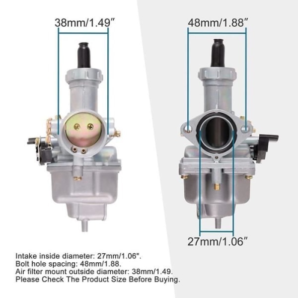 PZ27 Carb 27mm karburator med pumpe accelerator XL-erstatning kompatibel med 100cc 125cc 150cc 175cc Dirt Bike Go Kart Moped Scooter