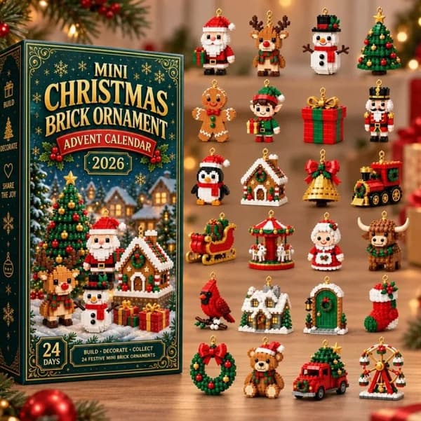 Mini julekalender 24 dagers mursteinspynt nedtelling gave til barn og voksne Christmas building blocks