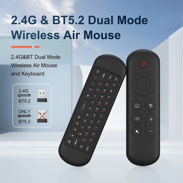 Luftmus for Android TV-boks, trådløst tastatur 2.4G Smart TV-fjernkontrollhåndtak Android-fjernkontroll for Android TV-boks/PC/Smart TV