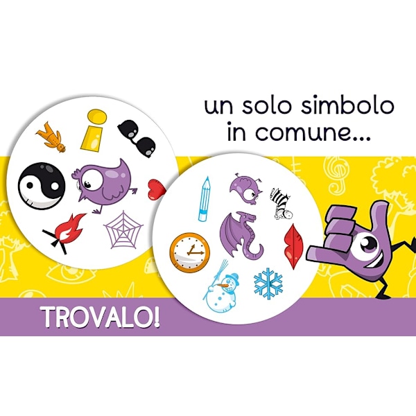 Asmodee 8231 Dobble Kids Kortspel - Italiensk version, Ålder 4-99