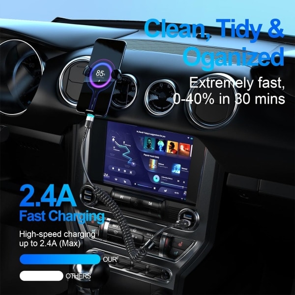 2 kpl kierretty Lightning-kaapeli, 3 jalkaa iPhone-latauskaapeli autoon