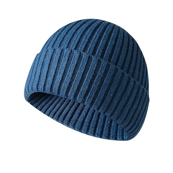 Varm Strikket Hue Til Mænd Kvinder Børn Vinter Skull Cap Klassisk Daglig Mørkeblå