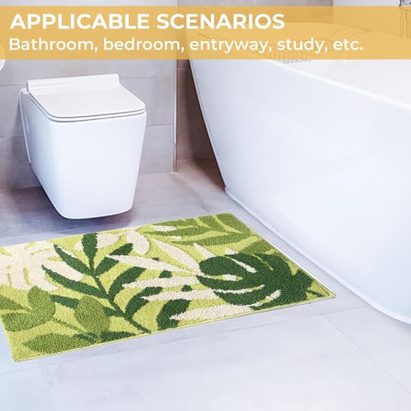 Green Bathroom Mat, Soft Floor Mat for Bathroom, Non-Slip and Washable