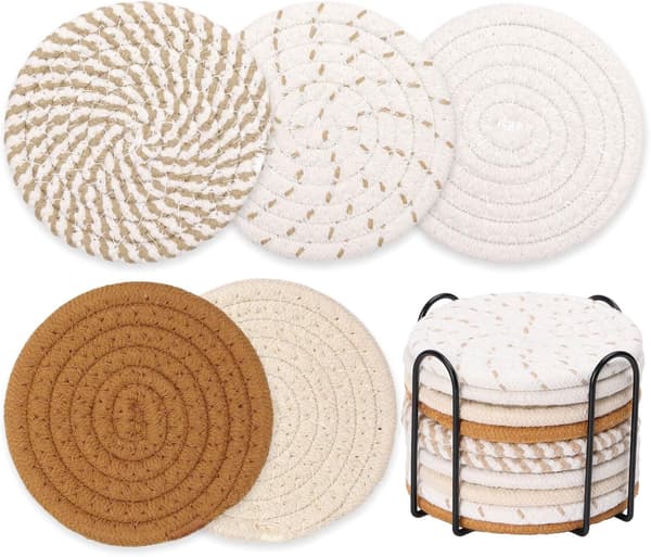 Absorberende coasters sæt med 10 stk. til boligindretning, 10 cm runde drikkemåtter, nordisk design