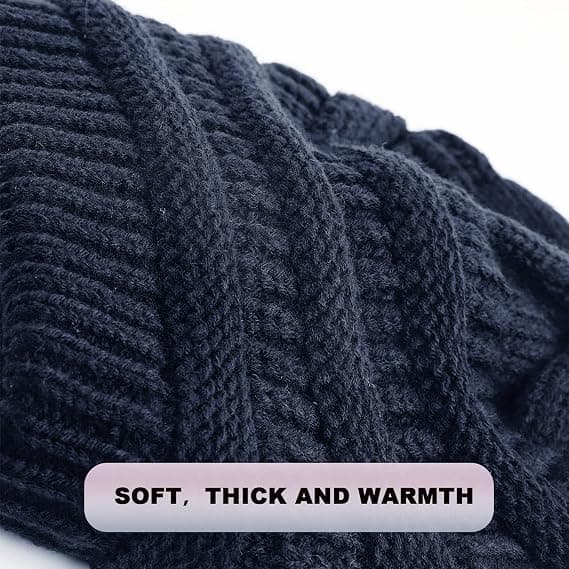 Varme strikkede vinterhatte til kvinder, tyk løs beanie, 22x22cm, nordisk stil