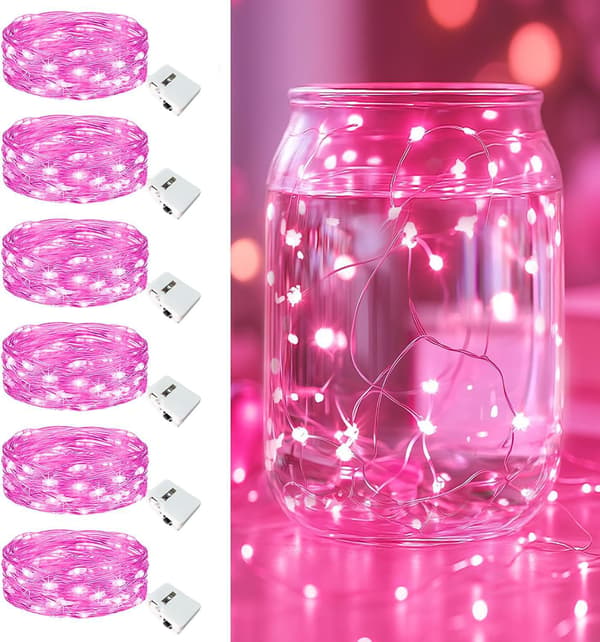 LED Vandtætte Firefly Lyskæder til Bryllupper Indendørs Udendørs Jul Have Eventyr Mini Blinklys Red stripe 1 meter