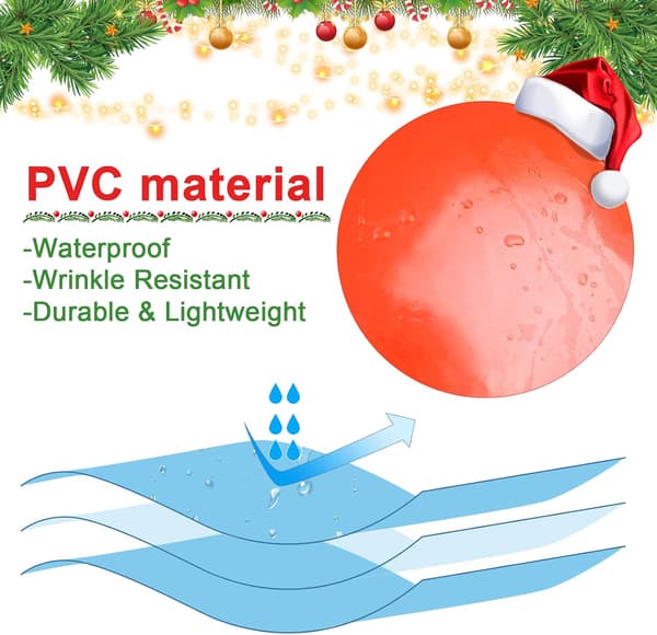1 st. (φ65cm, röd) Uppblåsbar julkula i PVC, stor utomhus julkula