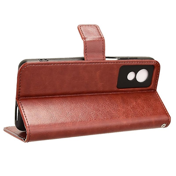 Til TCL 501 Wallet Case Stativ Crazy Horse Texture Læder Telefon Case - Rød (YJD) Brun