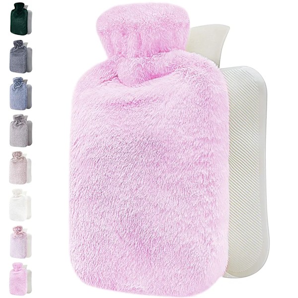 Varmedunk med Betræk - Blødt Premium Fleece Betræk - 1,8L Stor Varmedunk til Voksne (Lilla)