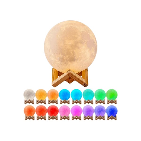 3D LED Månelampe - Nattlampe - Månelys - 15 cm White Vit