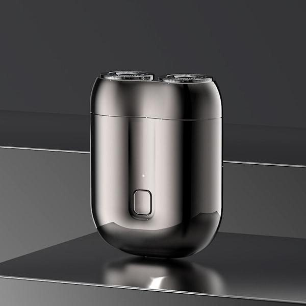 Ny mini dobbelthodet barbermaskin elektrisk bærbar barbermaskin for menn USB-lading full kropp vaskbar barbermaskin silver
