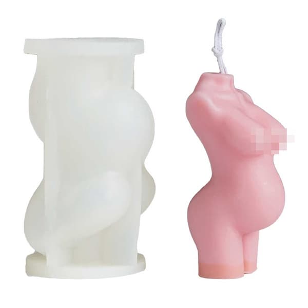 Stearinlysform Stearinlys Gravid Kvinne 3D 9cm hvit white