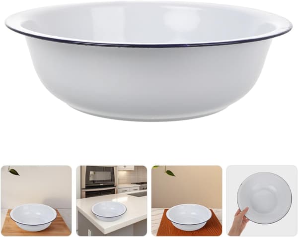 Old-fashioned Enamel Mixing and Salad Bowl Large Capacity 28 cm