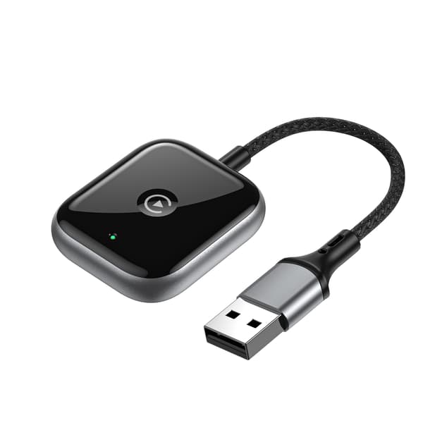 2-i-1 trådløs CarPlay-adapter kablet til trådløs AI-boks Plug Play Mini CarPlay-adapter svart